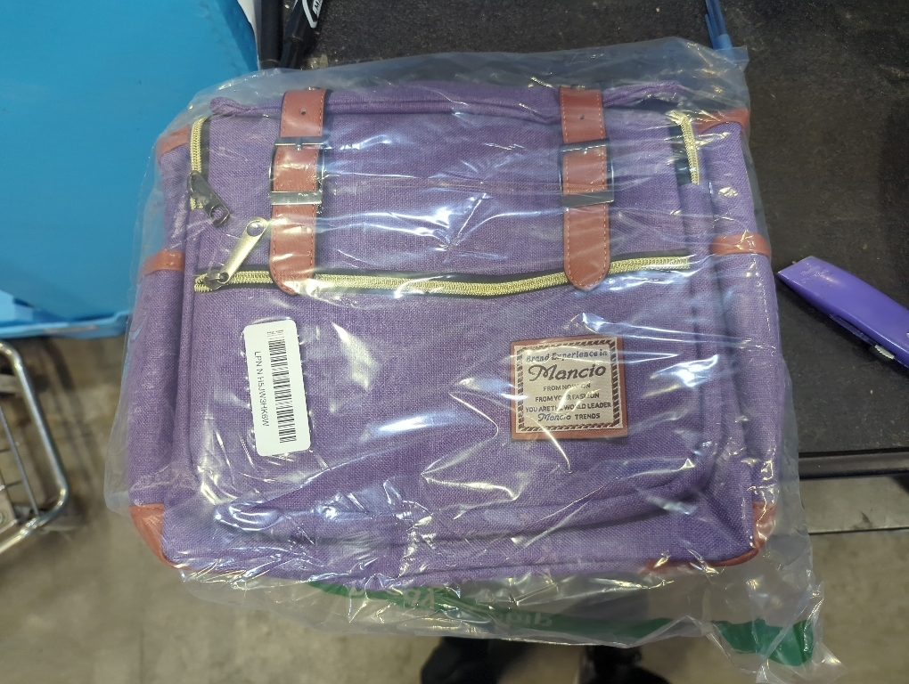 Mancio Vintage Slim Laptop Backpack for Women Men,Tear Resistant Business College Bag with USB Charging Port,Purple.