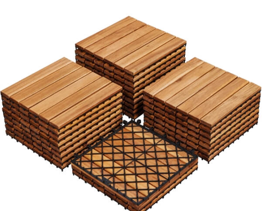 Yaheetech 27PCS Acacia Wood Interlocking Flooring Tiles