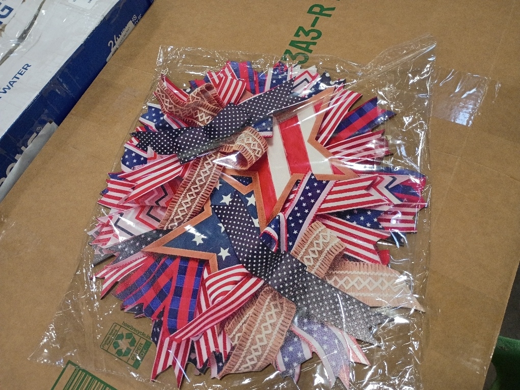 4th of July Wreath for Front Door, 18 in Patriotic Door Wreath Red White and Blue Wreath for 4th of July, Independence Day, American Flag Themed Front Door Decor, Star Floral Pride Wreath (A)