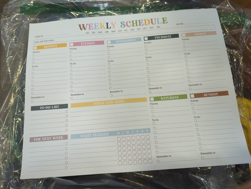Weekly To Do List Notepad, Rainbow Boho 52-Week Undated Planner