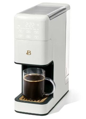 Beautiful Perfect Grind™ Programmable Single Serve Coffee Maker with Build-In Grinder, White Icing by Drew Barrymore