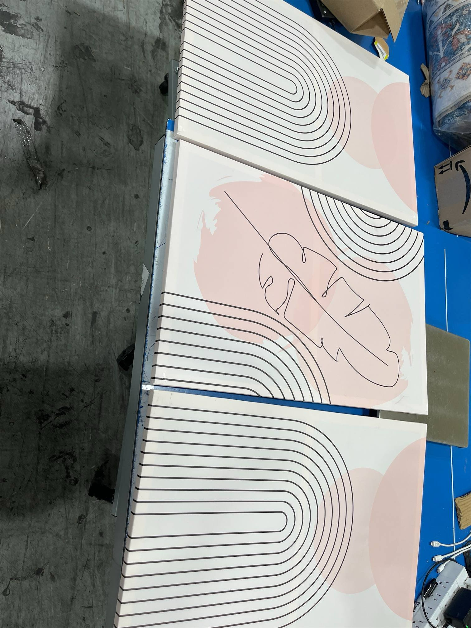 Kollcolor Boho Wall Art Set Of 3, Medieval Modern Printmaking, Frame Neutral Abstract Geometric Printmaking, Pink Canvas Artwork Paintings Boho Art Wall Decor, Abstract Botanical Room Decor(12''X16'')