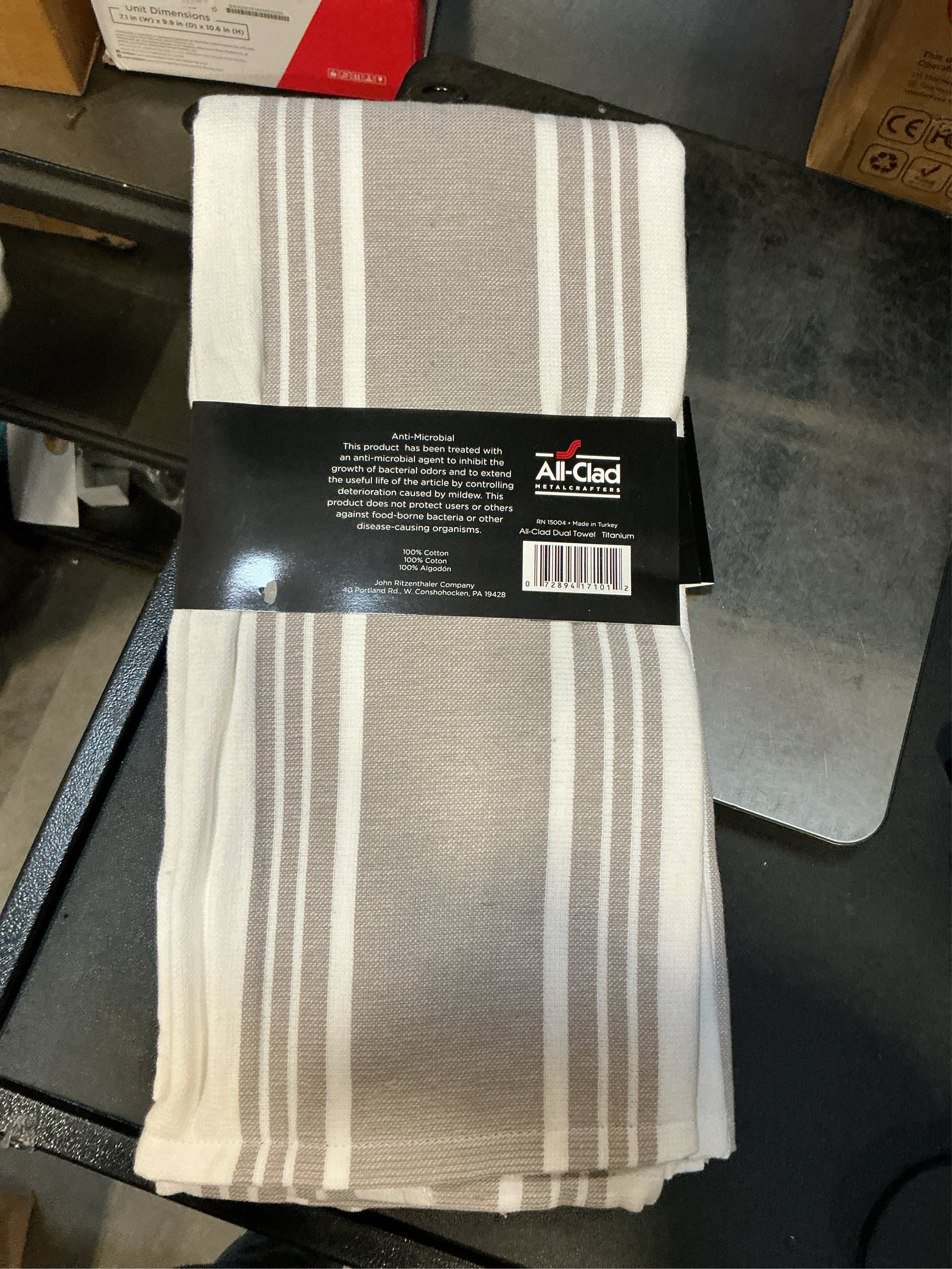3 packs All-Clad Striped Dual Kitchen Towel in Titanium