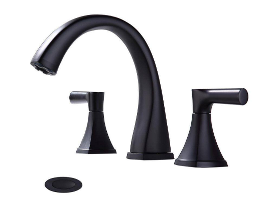 Widespread Double Handle 3-Hole Bathroom Faucet in Matte Black