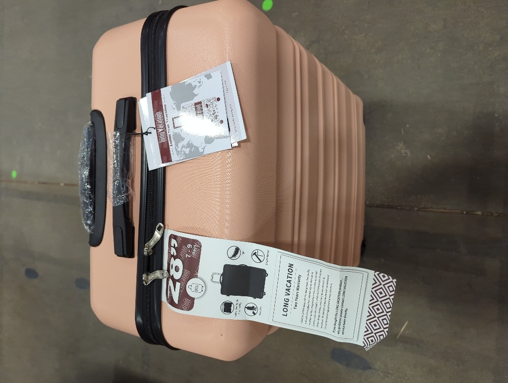 LONG VACATION 6 Piece Luggage Set Carry on Suitcase with ABS PC hardshell, Spinner Wheels & YKK Zipper TSA Lock (PINK, 6 piece set)