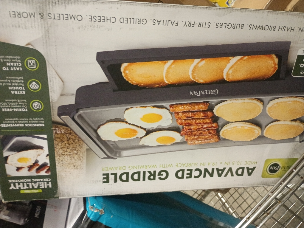 GreenPan Advanced 10.5”x 20” Electric Griddle with Warming Drawer, Healthy Ceramic Nonstick PFAS-Free Coating, Temperature Control, Easy and Versatile Countertop Meals, Dishwasher Safe, Graphite