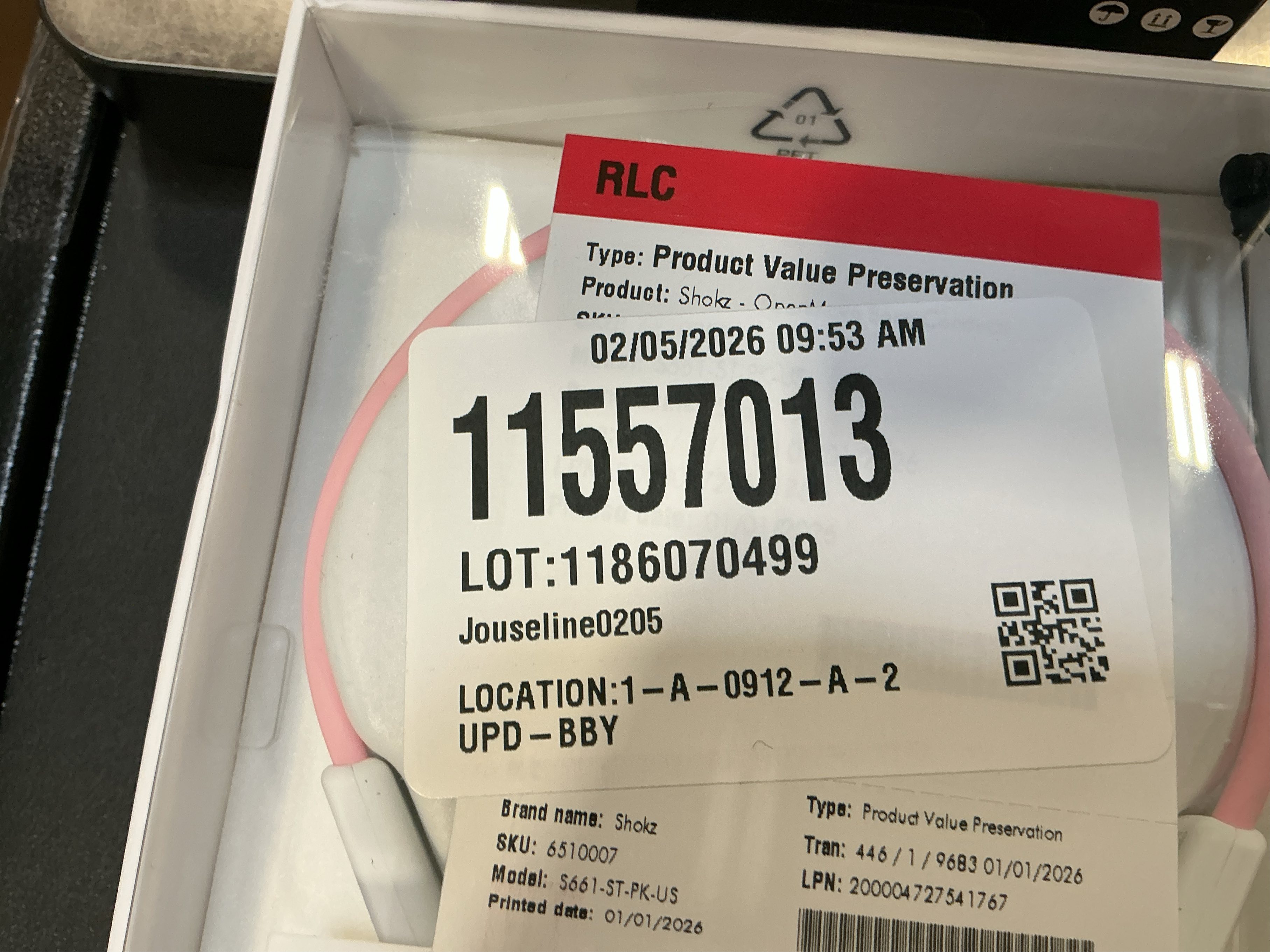 OpenMove Bone-Conduction Open-Ear Lifestyle Headphones with Microphones in Pink