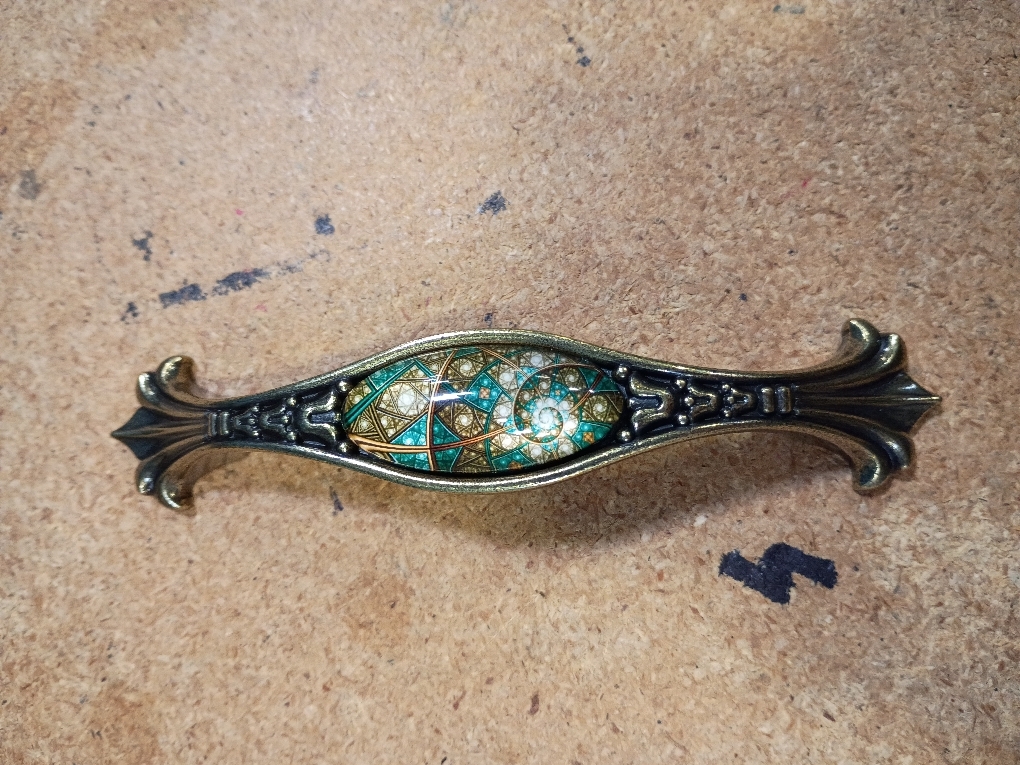 Wealrit 2 Pcs European Antique Drawer Pulls Bronze Arch Cabinet Pulls with Stained Glass Pattern Vintage Metal Dresser Handles Decorative Furniture Pulls 96mm Hole Center