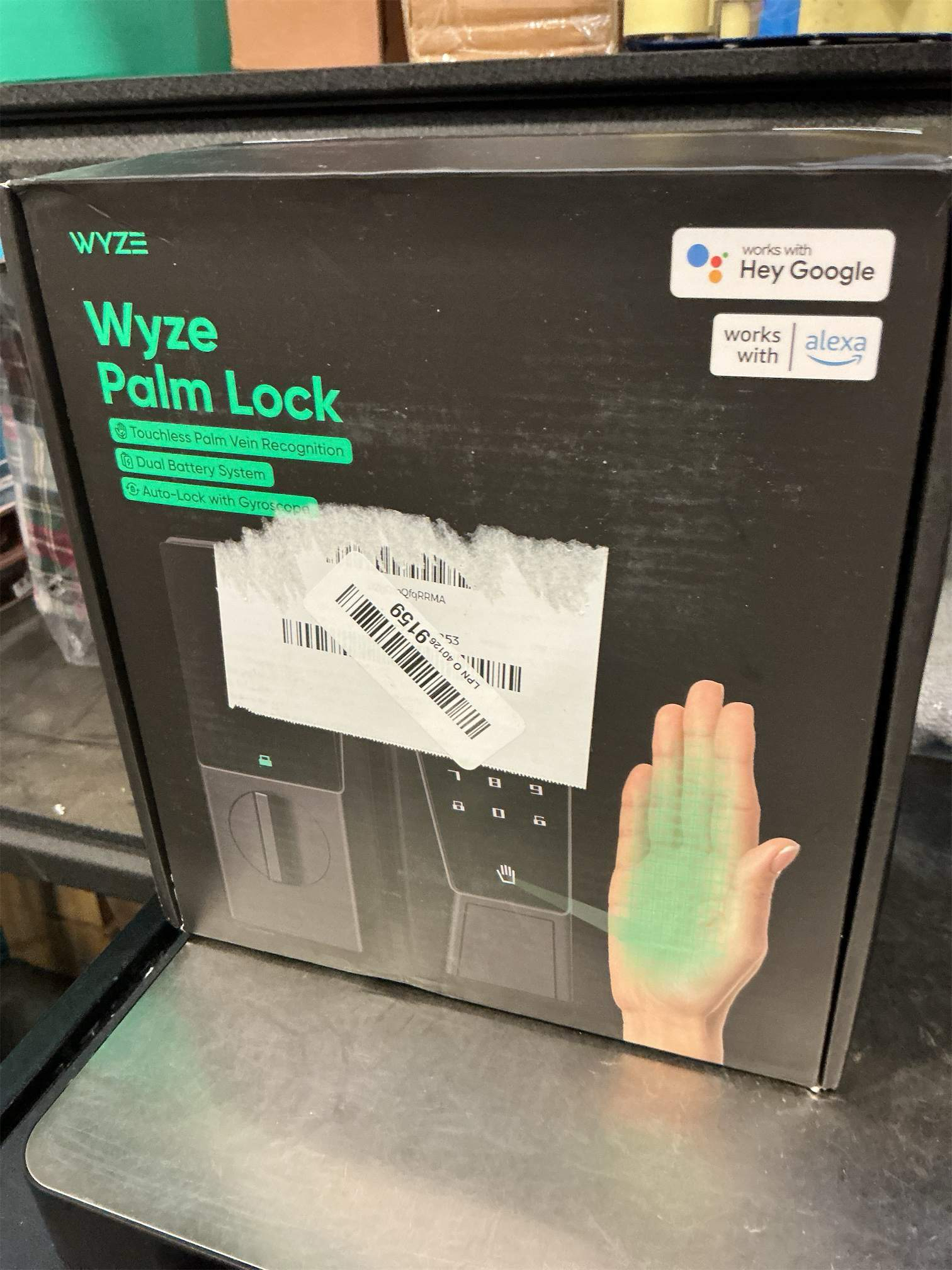 Wyze Palm Lock, Smart Door Lock with Palm Vein Recognition, Keyless Entry Smart Locks for Front Door, Keypad, Auto Lock, Dual Battery, Wi-Fi, Works with Alexa & Google, BHMA, IP53, Mechanical Key