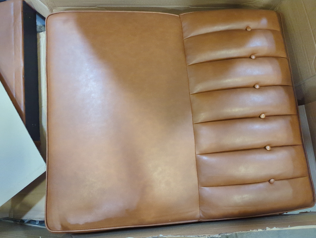 Tufted Futon Faux Leather Brown