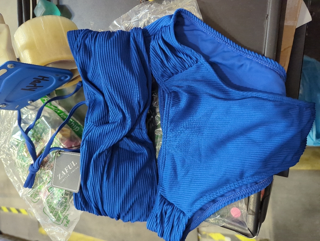 Size S ZAFUL Women's Strapless Twist Bandeau Bikini 2 Piece Swimwear Cheeky Solid Lace up Bathing Suits