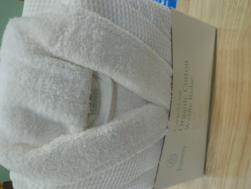 Haven Waffle Large/X-Large Organic Cotton Robe in White