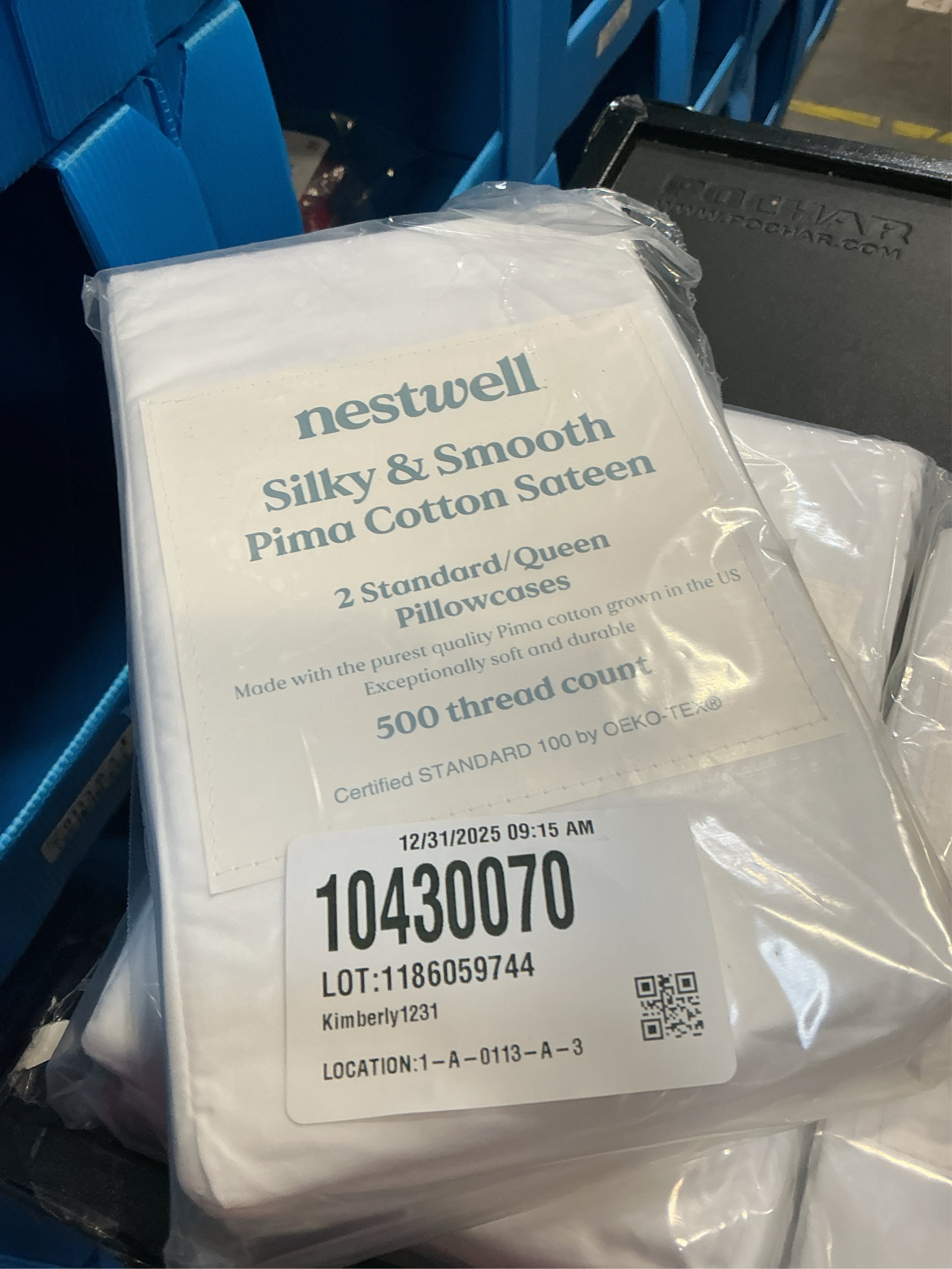 Nestwell Pima Cotton Sateen 500-Thread-Count Standard/Queen Pillowcase Set in Bright White