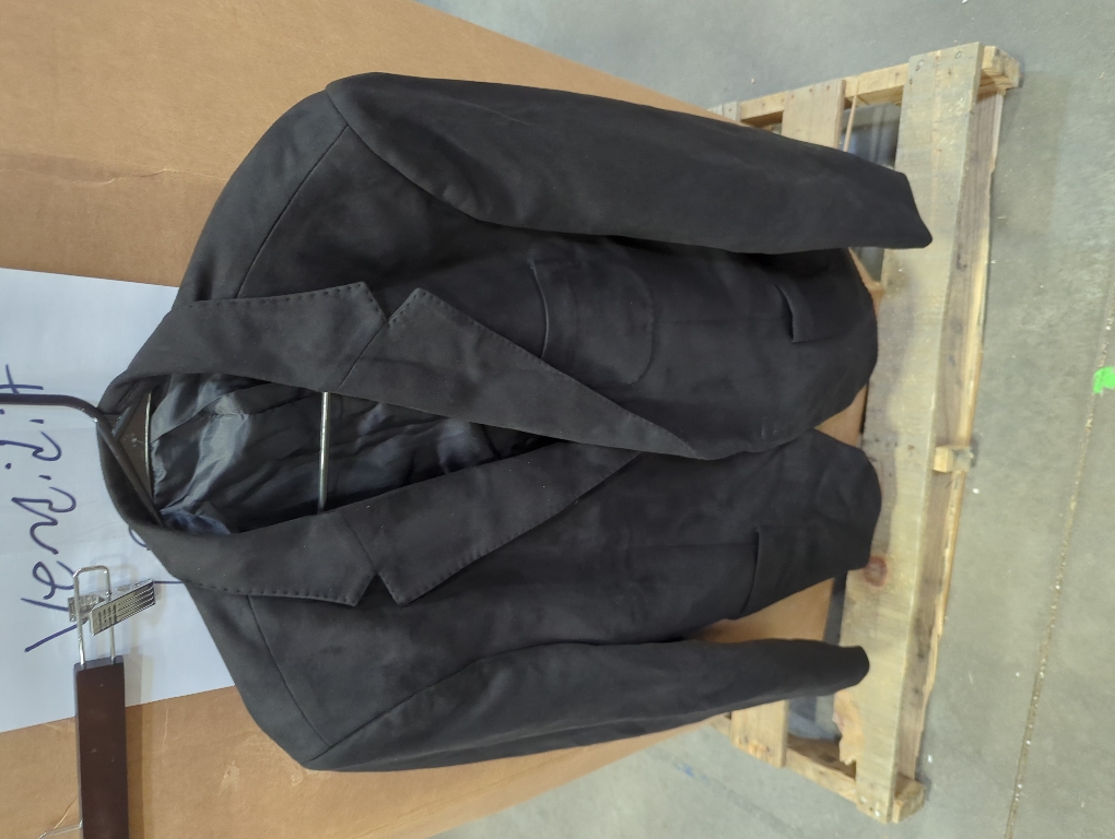 Mens 2XL-3XL Black Blazer Suede Jacket Casual 2 Buttons Sport Coat Faux Leather Suit Slim Fit