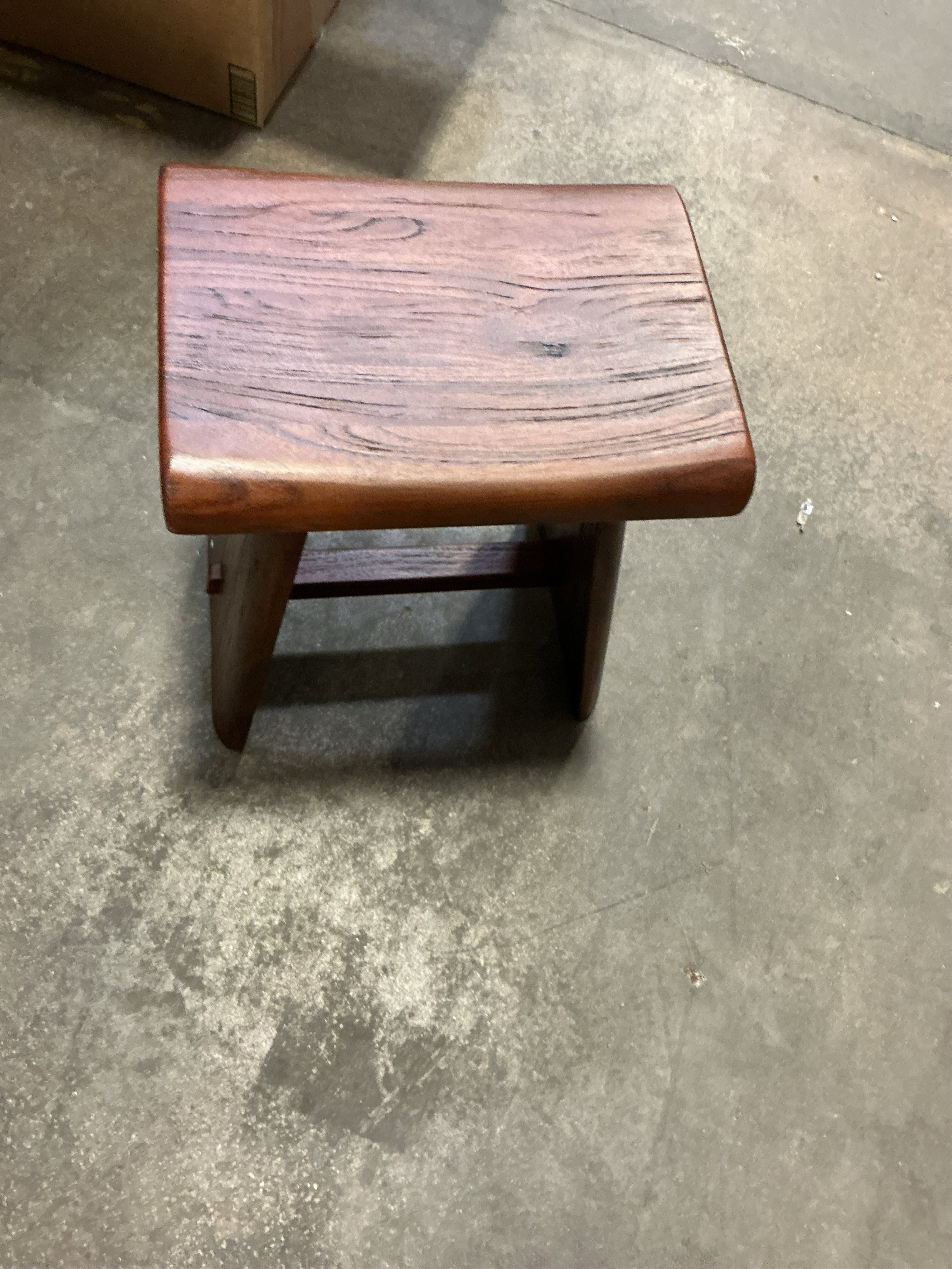 Nordic Teak  Rustic Shower and Bath Stool with Curved Seat - Brown