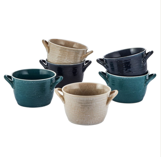 Cauldron Double Handle Set of 6 Soup Bowls