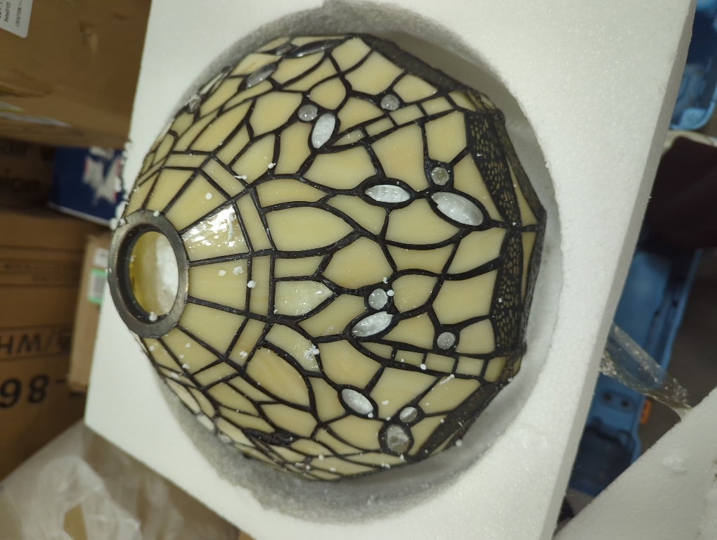 Tiffany Lamp Shade Replacement Only 12X6 Inch Stained Glass Style Lampshade with Cap fit for Table lamp Pendant Light Ceiling Fixture (Cream Dragonfly)