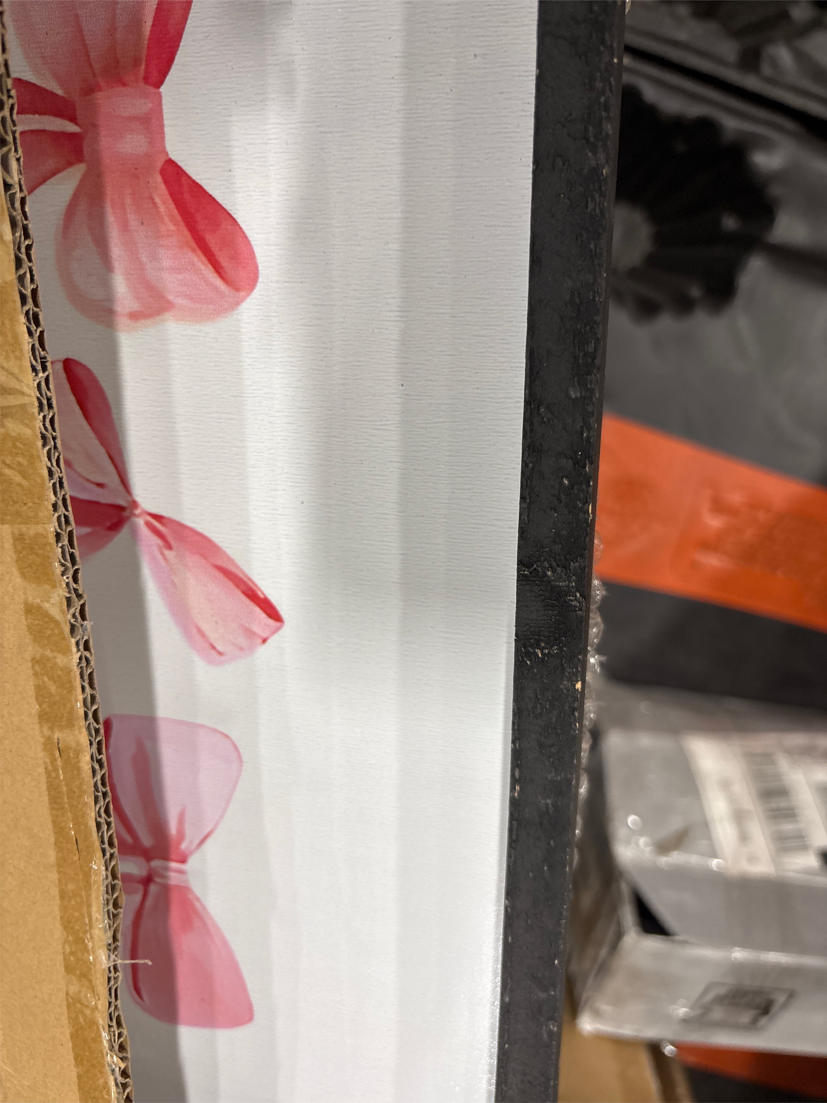 flowtorely Set Of 3 Trendy Pink Bows Poster Wall Art 24x16 Inch Girly Preppy Room Watercolor Aesthetic Wood Frame Sign For College Apartment Cherry Heart Poker Prints Girls Bedroom Hang Decor (Black) - frames with scratches