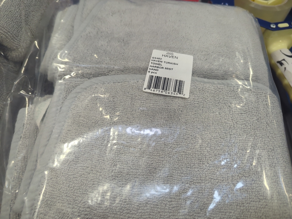 Set of 6 Color Grey Haven Turkish towel harbor mist hand