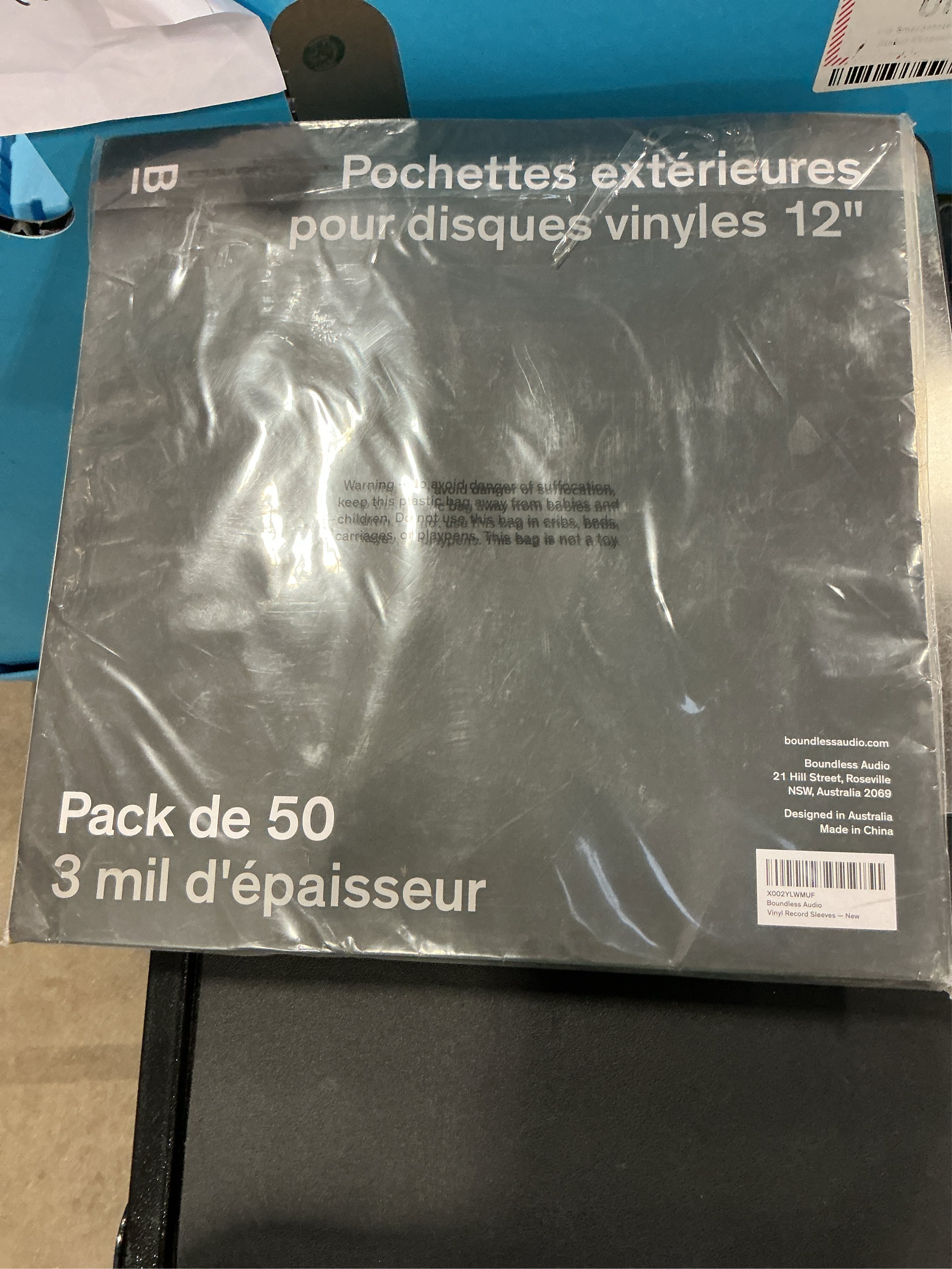 Boundless Audio Vinyl Record Sleeves - 50 x Premium Outer Vinyl Sleeves for Records - 12.75 x 12.75 Heavy Duty 3 Mil Thick Crystal Clear Polypropylene