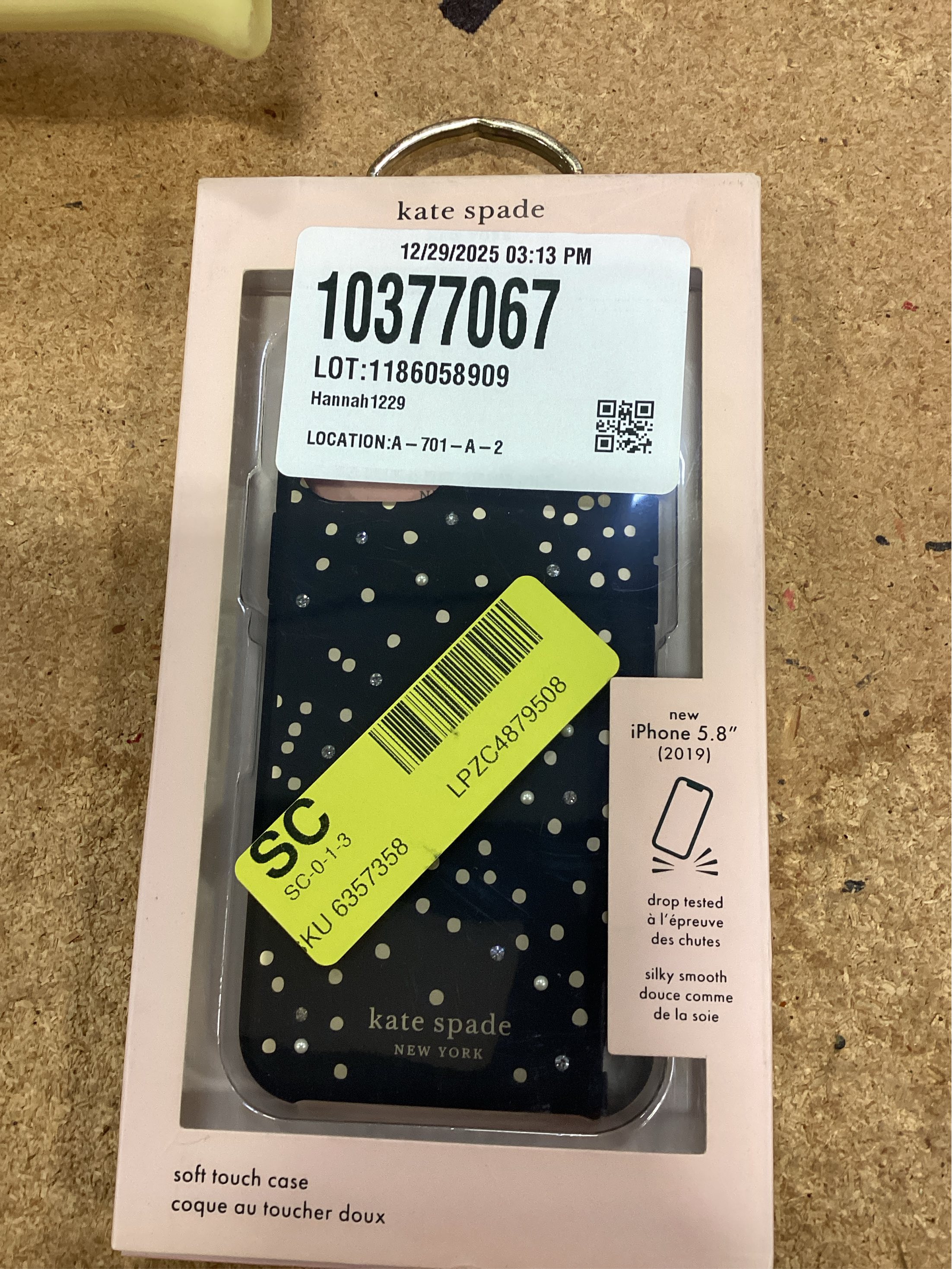 kate spade new york Protective Hardshell Case (1-PC Comold) for iPhone 11 Pro, Soft Touch Disco Dots Black/Gold/Crystal Gems/Pearls