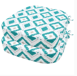 idee-home Outdoor Chair Cushions Set of 2, 17 x 17 Thick D-Shaped Patio Furniture Outdoor Seat Cushions Waterproof with Ties, Dining Pads