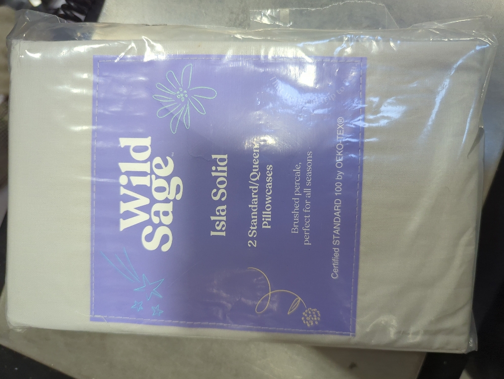 Wild Sage Brushed Cotton Percale 300-Thread-Count Standard/Queen Pillowcase in Lunar Rock