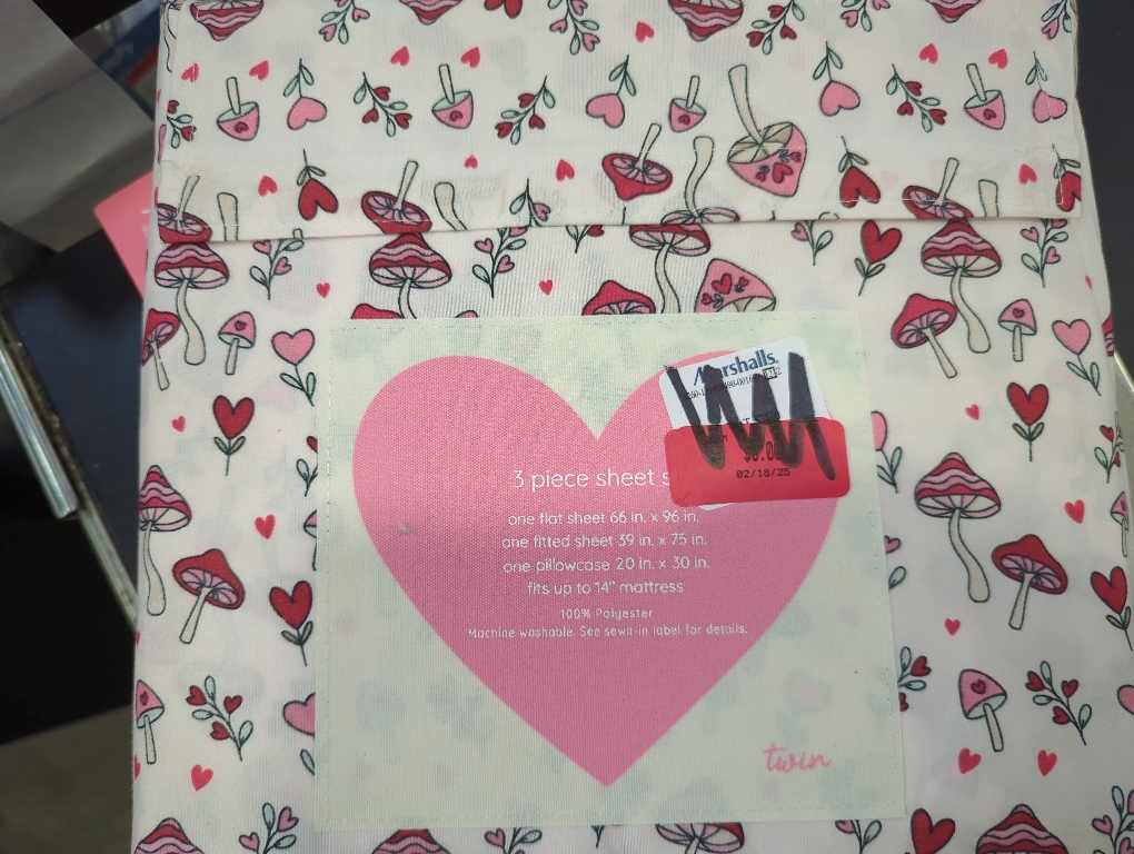 Oh Cupid Twin 3pc Sheet Set Mushroom Pattern