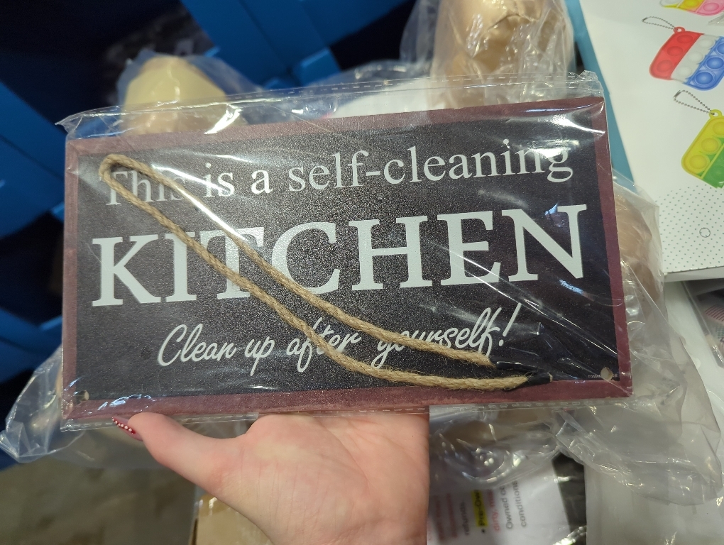 Self-Cleaning Kitchen Clean 5 x 10 Hanging Wall Art, Decorative Wood Sign Home Decor, Kitchen Decor, MDF Wood Material (US-G032)