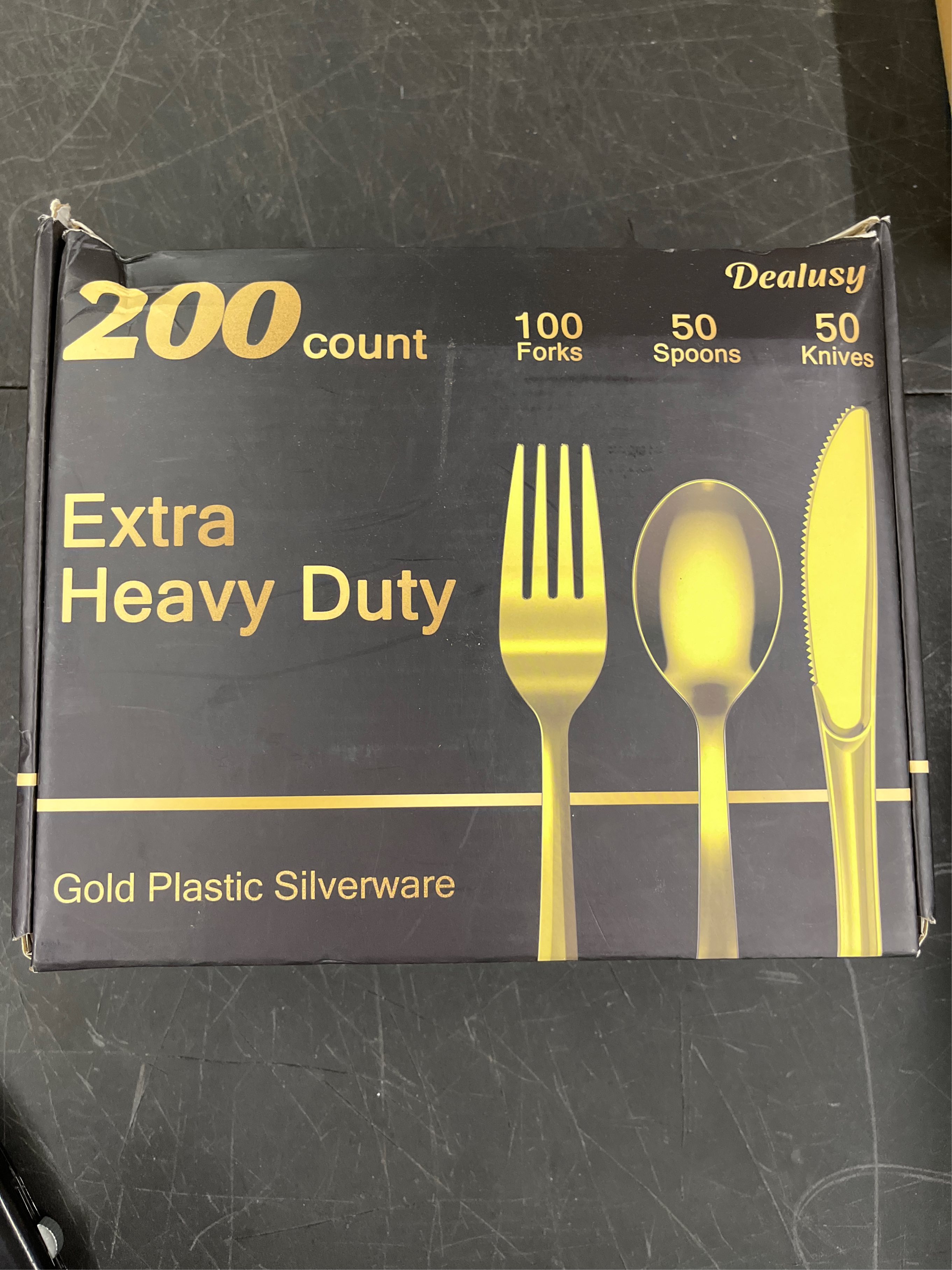 Gold plastic silverware 200 cut