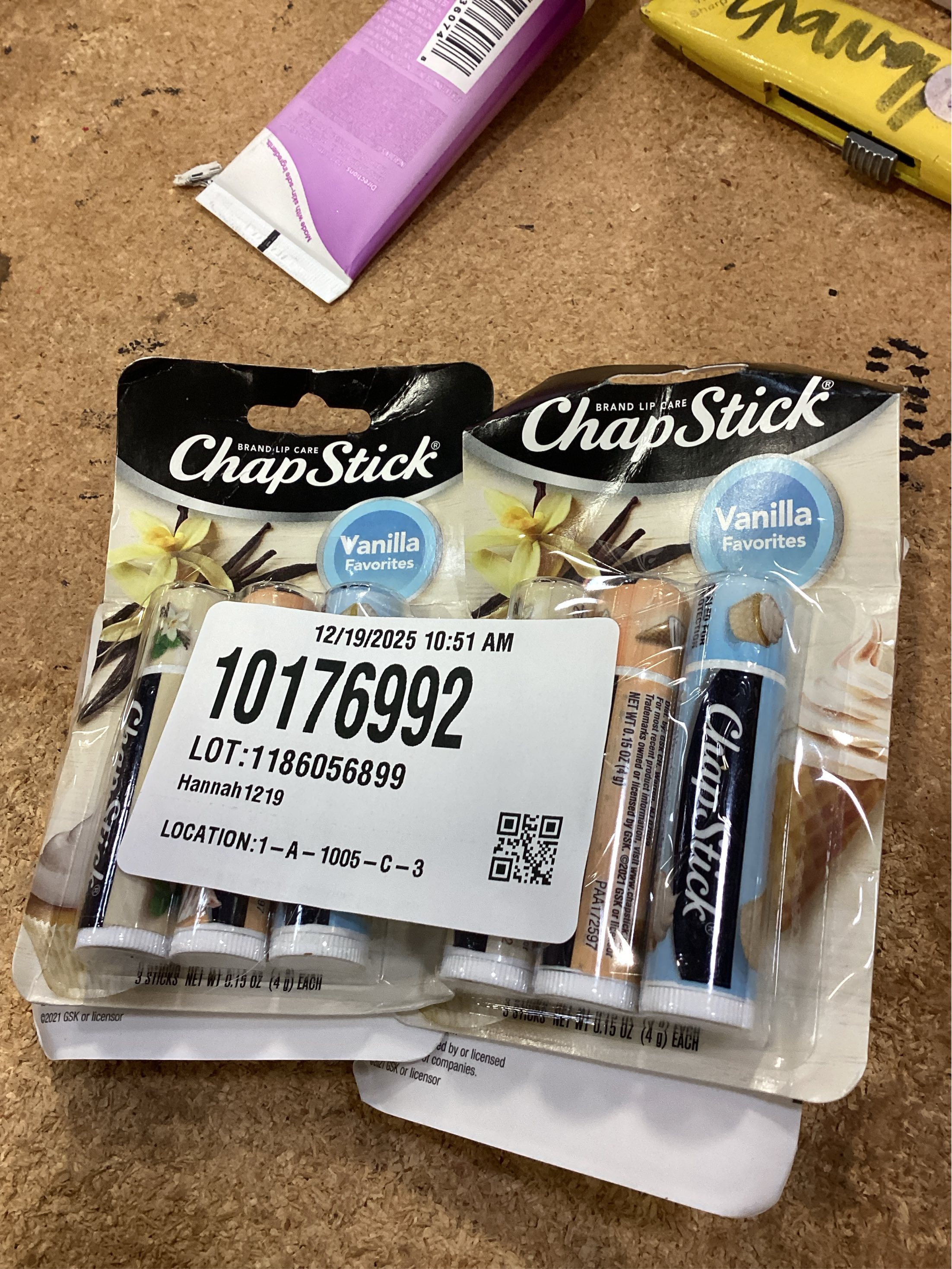 Chapstick Vanilla Favorites Lip Balm - Vanilla Mint, Vanilla Cupcake and Vanilla Bean Ice Cream Flavored - 4 pack