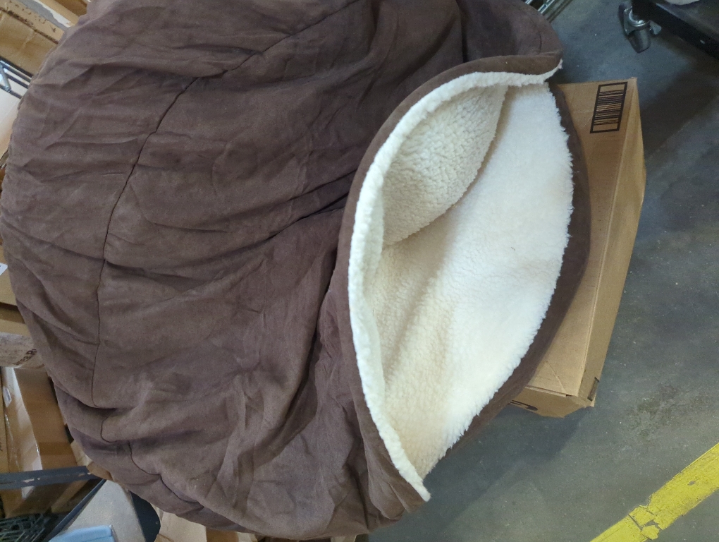 Furhaven 26 Round Orthopedic Dog Bed for Medium/Small Dogs w/ Removable Washable Cover, For Dogs Up to 30 lbs - Sherpa & Suede Snuggery - Espresso, 26-inch