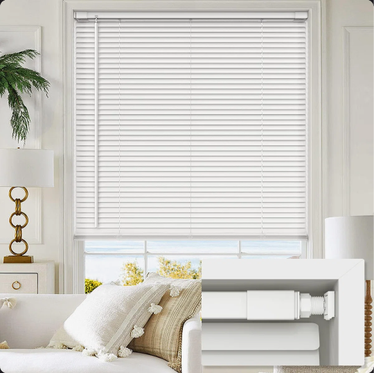 Cordless 1-inch Vinyl Mini Blinds 30x72 White
