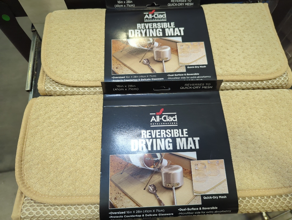 All-Clad Premium Reversible Dish Drying Mat for Kitchen: 16 x 28 Ultra-Absorbent, Long-Lasting, No Condensation, and Oversized for Large Pots and Pans - 2 Pack, Cappuccino