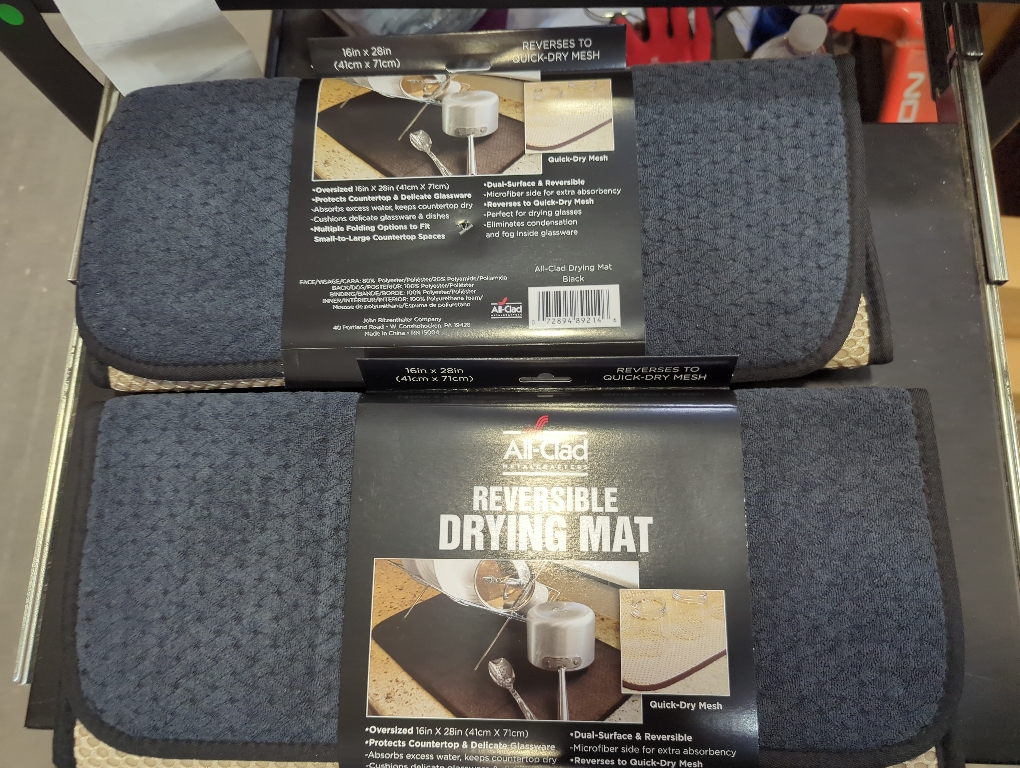 All-Clad Premium Reversible Dish Drying Mat for Kitchen: 16 x 28 Ultra-Absorbent, Long-Lasting, No Condensation, and Oversized for Large Pots and Pans - 2 Pack, Black