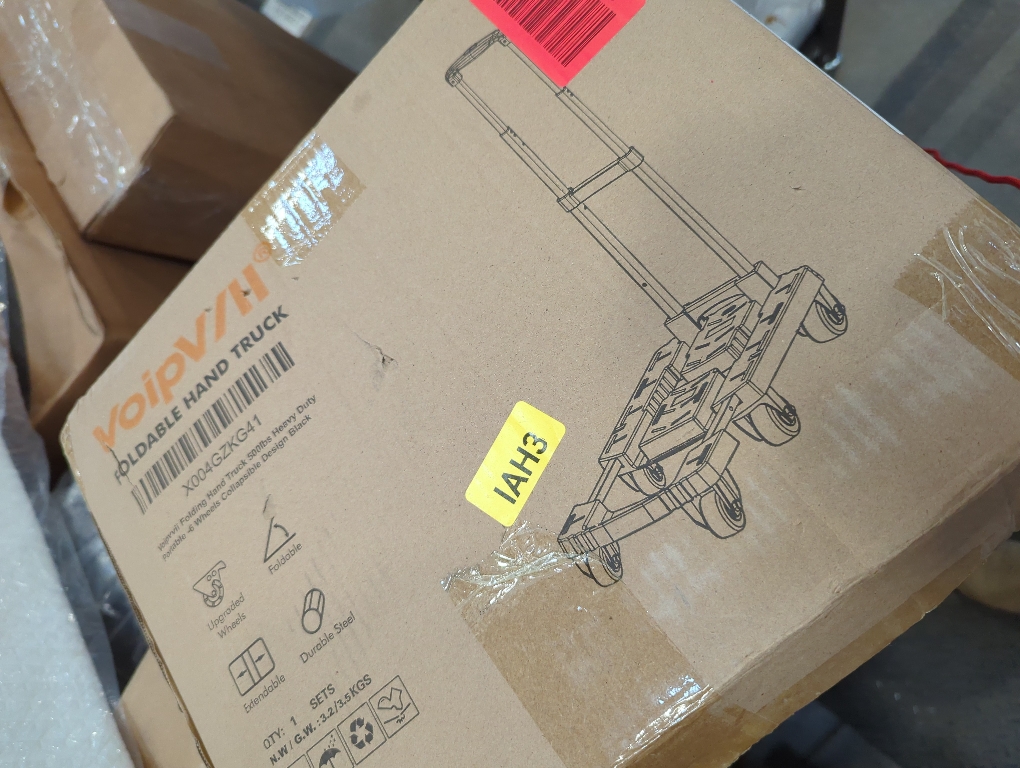 Folding Hand Truck 500lbs, Portable Heavy Duty Dolly Cart, 6 Wheels Collapsible Luggage Cart with 2 Elastic Ropes - Compact Trolley Cart for Easy Moving - Ideal Hand Cart for Travel and More