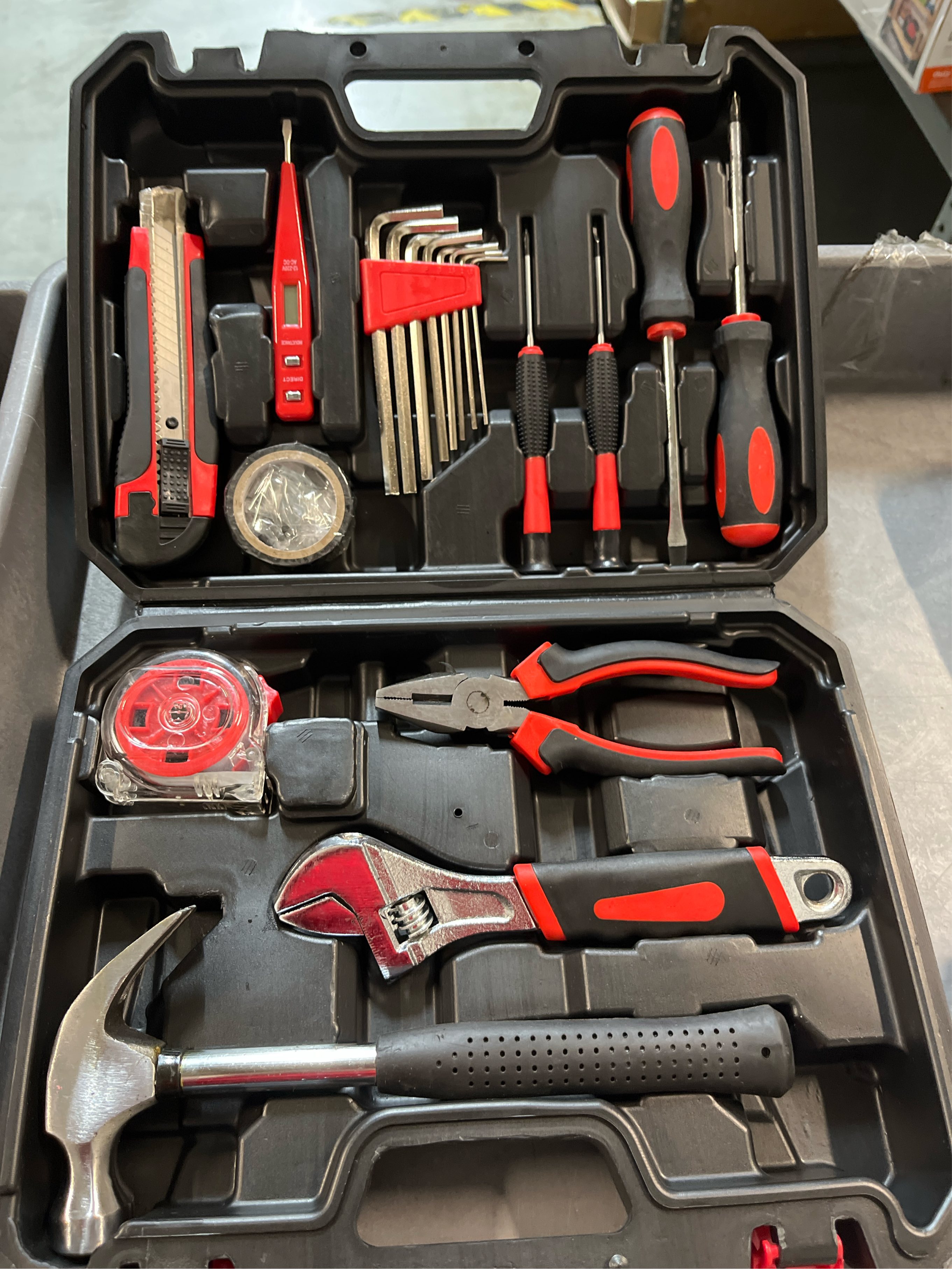 Tool Box, Basic Repair Hand Tools Kit with Portable Storage Box for Mechanic Home Office Use