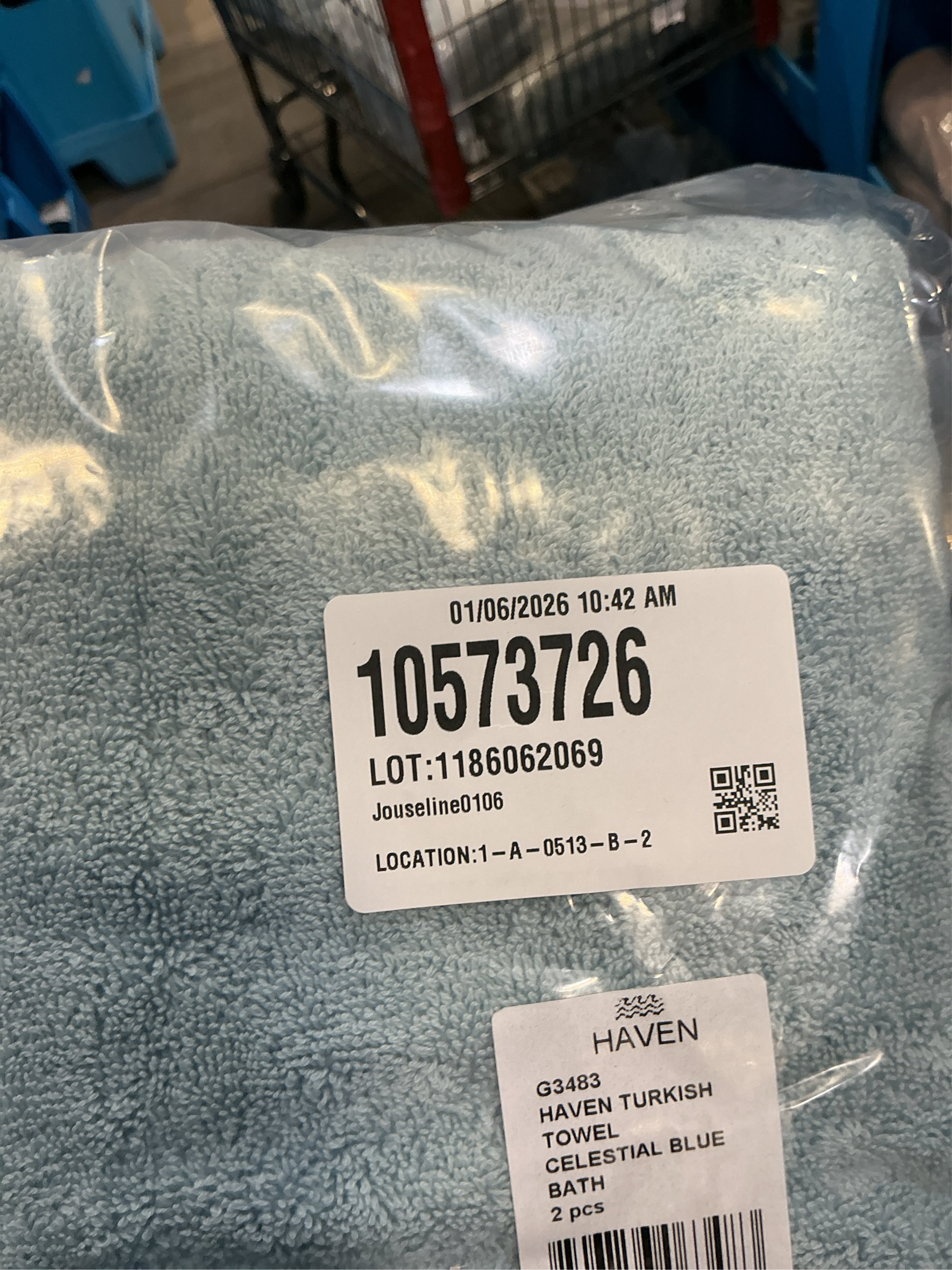 2 pack - Haven Turkish Cotton Bath Towel in Celestial Blue