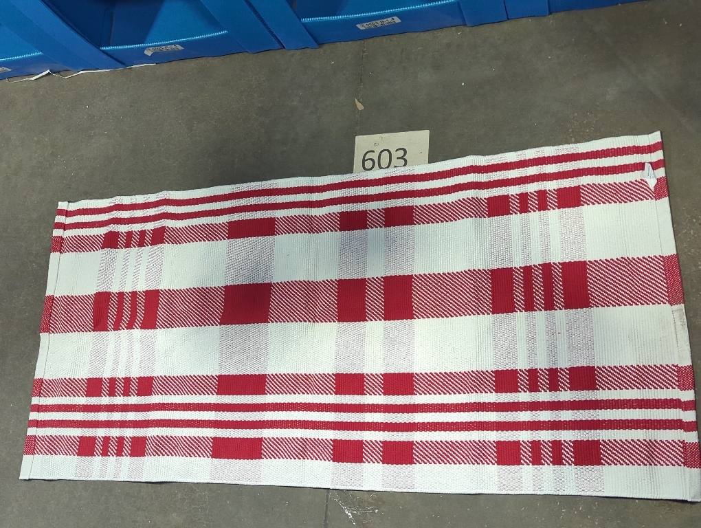 SAFAVIEH Washable Rug Outdoor Courtyard Collection - 2'7 x 5', Red & Bone, Plaid Pattern, Non-Shedding & Easy Cleaning, Ideal for Patio, Backyard, Mudroom (CY6201-238)