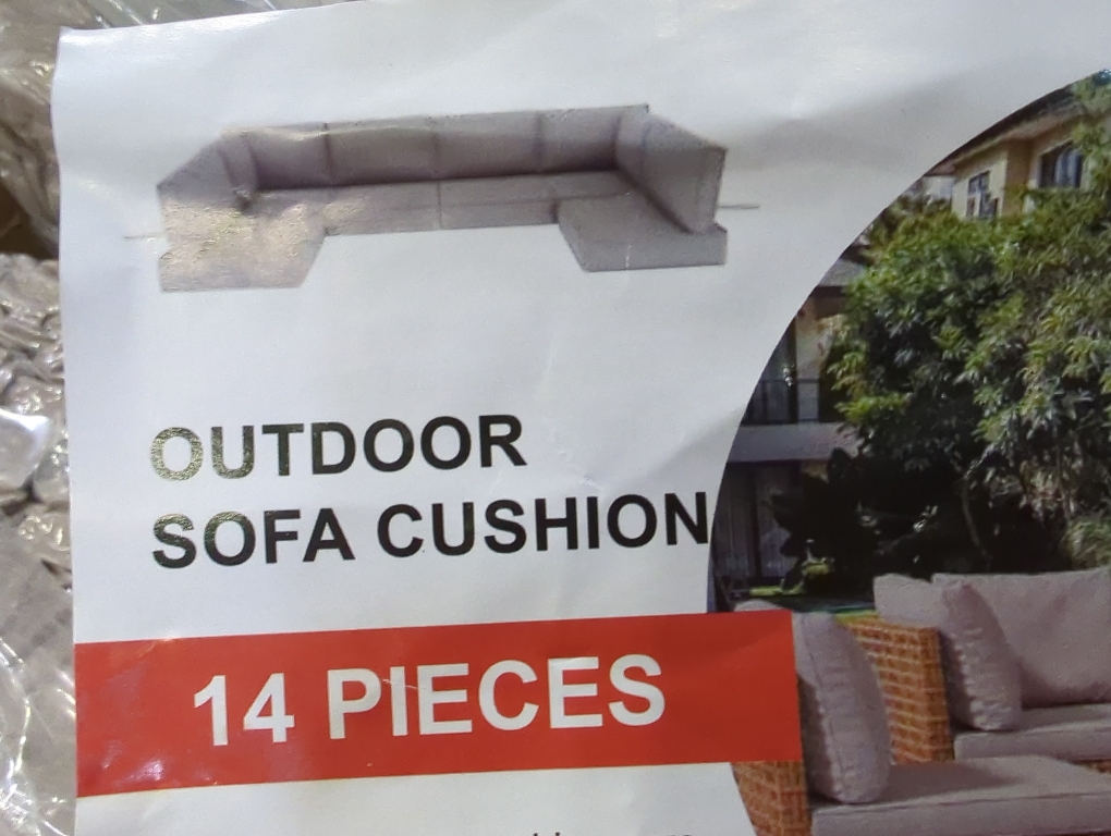 14pc Outdoor Sofa Cushion Set Light Gray