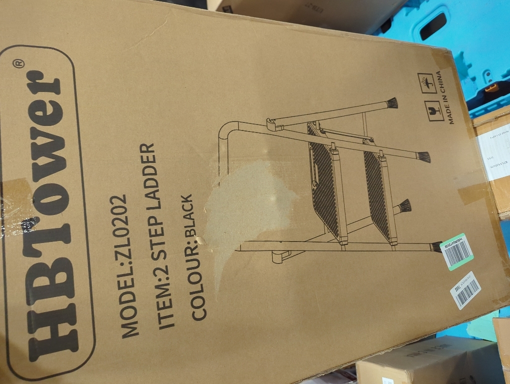 HBTower Step Ladder, Folding Step Stool with Wide Anti-Slip Pedal, Sturdy Steel Ladder, Convenient Handrail, Lightweight, Portable Steel Step Stool