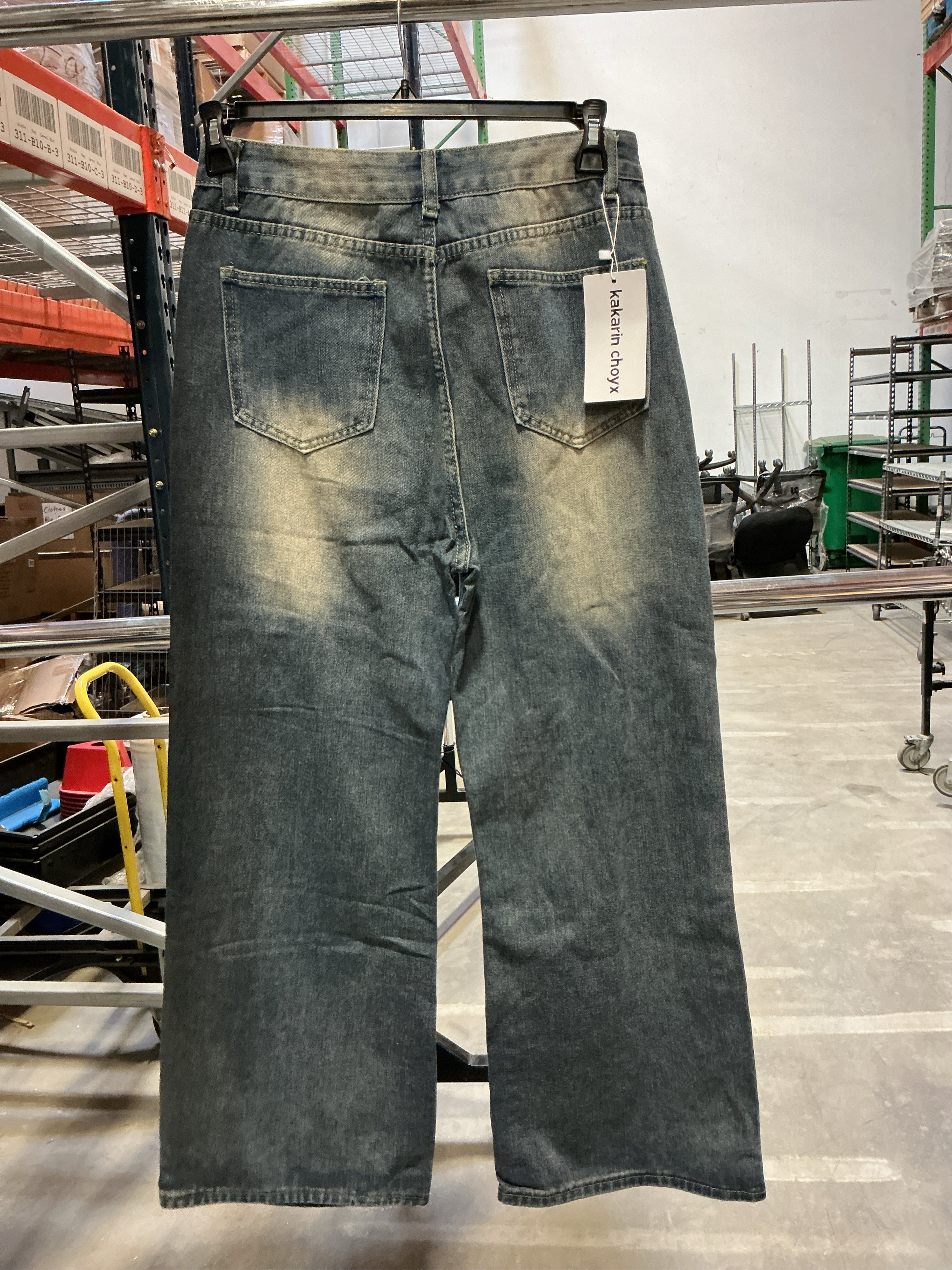 Size S/M Fashion Vintage High Waisted Baggy Wide Leg Ripped Jeans Y2K Star Washed Casual Straight Leg Denim Pants