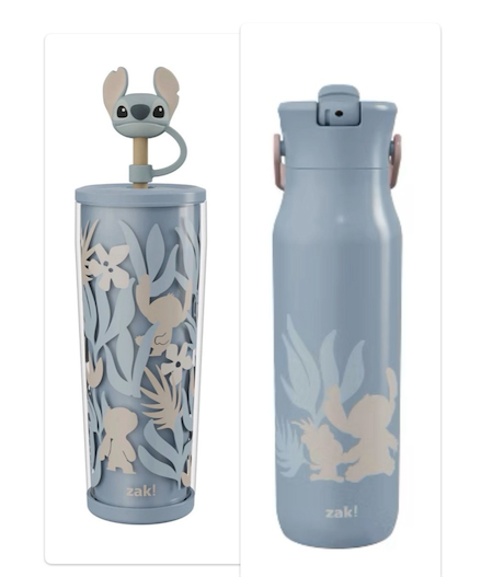 Zak Designs 32oz Stitch Stainless Steel Vacuum Insulated Water Bottle with Straw Lid Blue & Zak Designs 25oz Stitch Double-Wall Plastic Straw Tumbler with Topper Blue
