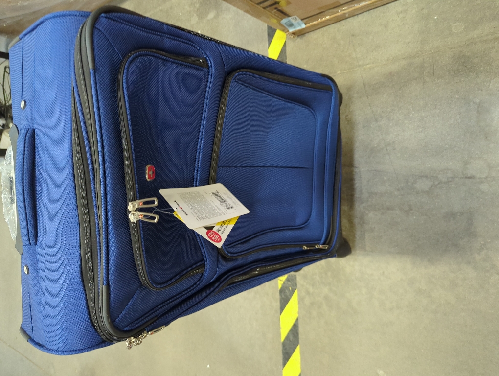 SwissGear Sion Softside Expandable Luggage, Blue, Checked-Large 29-Inch