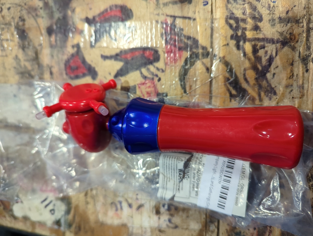 The Dreidel Company Light-Up Orbiter LED Spinning Wand, with Push Button, 7 Inches, Great Gift Idea for Boys, and Girls, Birthday Party Favor, Events, and Gatherings (Single)