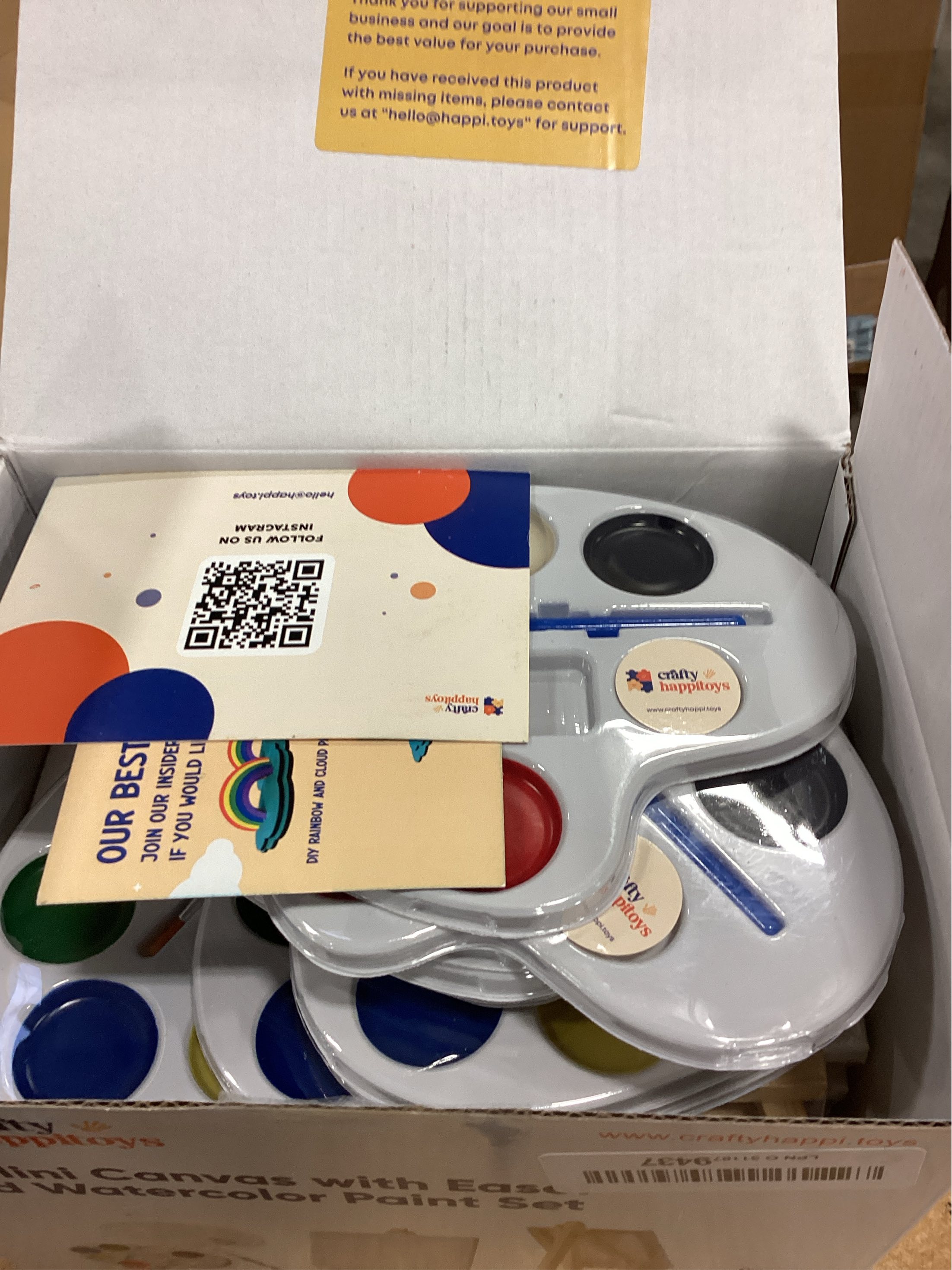 Mini Canvas and Easel Set with Watercolor Paint in Bulk Set of 12 - Kids Art Party Favors & Party Supplies - 4x4 Small Canvases for Painting with Easel - Water Colors Paint for Kids