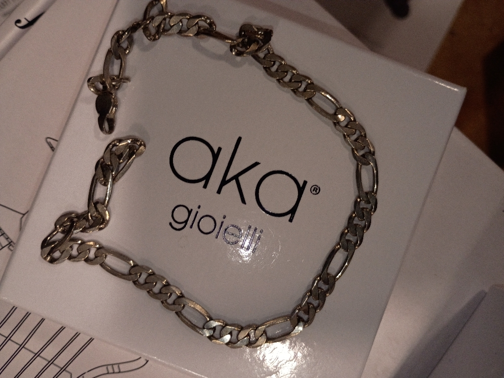 Aka Gioielli - Solid 925 Sterling Silver 7mm Diamond-Cut Figaro Link Chain - Bracelet for Men and Women - Made in Italy broken clasp