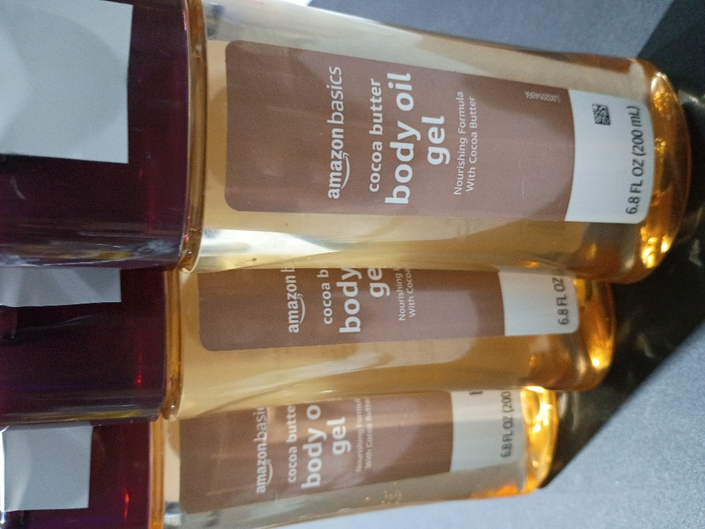 Amazon Basics Body Oil Gel with Cocoa Butter for Very Dry Skin, 6.8 Fl Oz, 4-Pack (Previously Solimo)