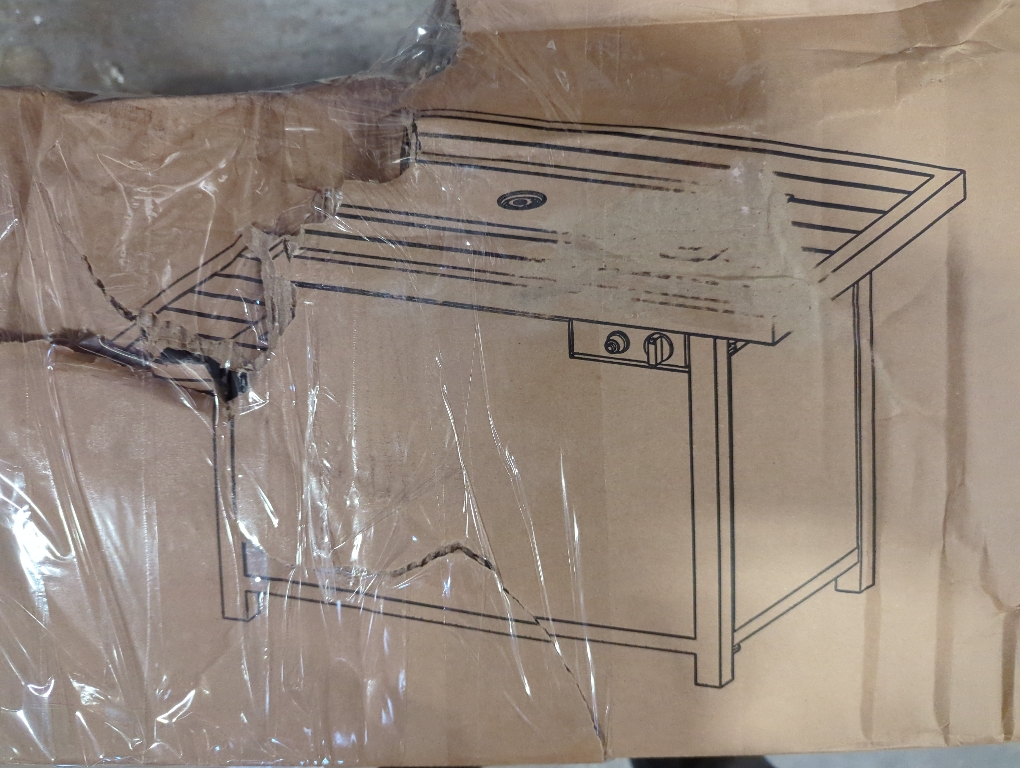 Fire Pit Table, HAPPATIO 42inch 50000 BTU Propane Fire Pit with Mental Fence Table Top, Lid, Black Glass Rock, CSA Safety Certified for Patio Balcony Backyard (Gray)