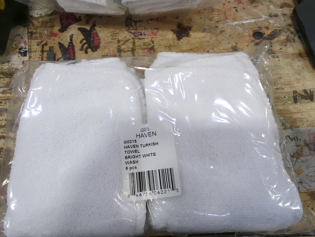 G0215 Haven Turkish Towel Bright White Wash 6 pcs